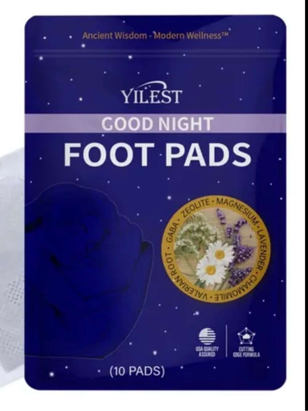 YilEst Good Night Foot Pads – Deep Navy Packaging